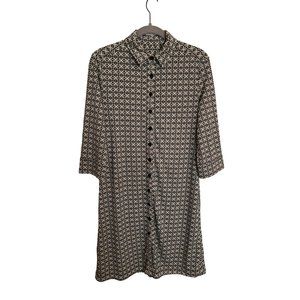 Express y2k Shirt Dress 10 ‎ quarter sleeve geo print button knee length